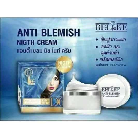 Be-Like Anti-Blemish Night Cream | Thai Herbal Dark Spot Corrector & Skin Brightening Treatment (15g)