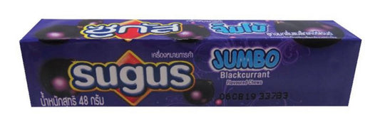 10-Pack Sugus Jumbo Blackcurrant Chewy Candy - Fruit Juice Flavored Sweets (48g x 10) | Authentic Thai Snack