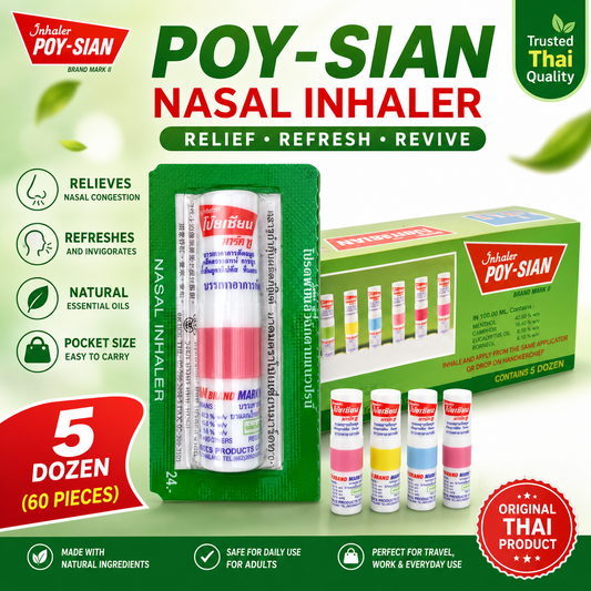 Poy-Sian Mark II Nasal Inhaler (60 Pieces Bulk Pack) – Authentic Thai Herbal Aromatherapy