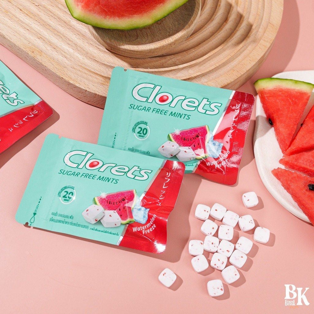 Clorets Watermelon Flavor Mints – Refreshing Breath Candy, Thai Snack (10 Pcs)