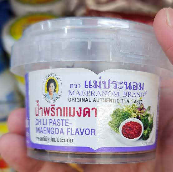 Maepranom Authentic Thai Chili Paste - Maengda Flavor (90g) | Traditional Spicy Dip, No MSG