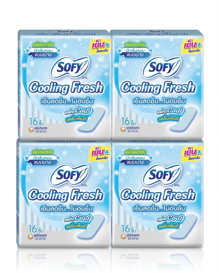 4 x Sofy Cooling Fresh Panty Slim Sanitary Napkin Pad Liner Thin 16 liners