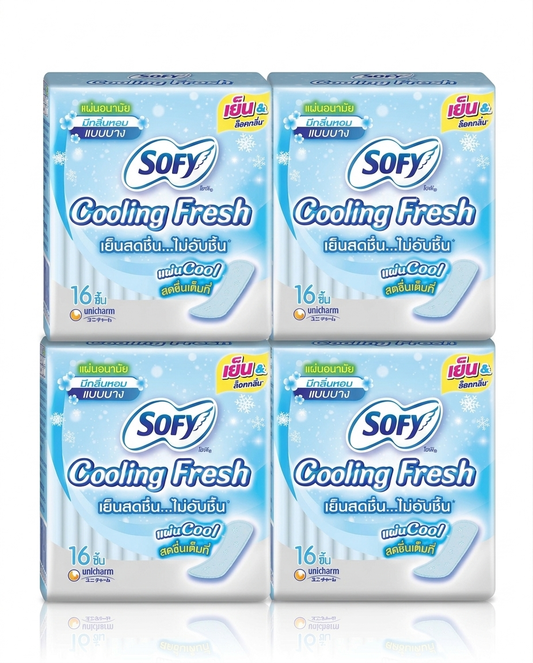 4 x Sofy Cooling Fresh Panty Slim Sanitary Napkin Pad Liner Thin 16 liners