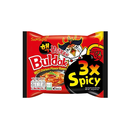 Samyang Buldak 3x Spicy Hot Chicken Ramen - Extreme Heat Stir-Fried Noodles (5 Packs)