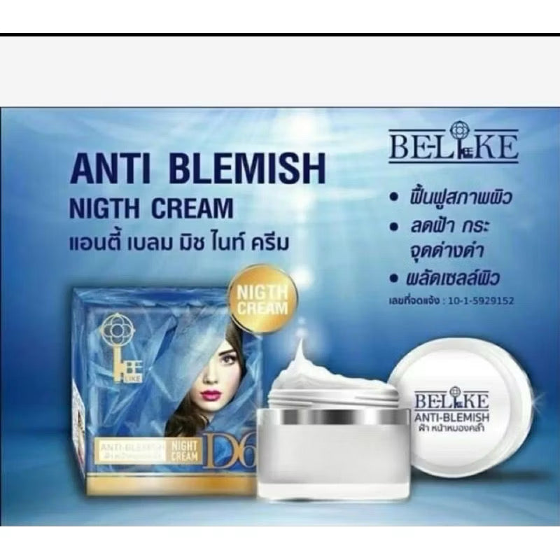 Be-Like Anti-Blemish Night Cream | Thai Herbal Dark Spot Corrector & Skin Brightening Treatment (15g)