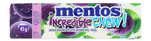 Mentos Incredible Chew Candy Grape Flavor 45g (Pack of 4) | Authentic Thai Chewy Fruity Sweets