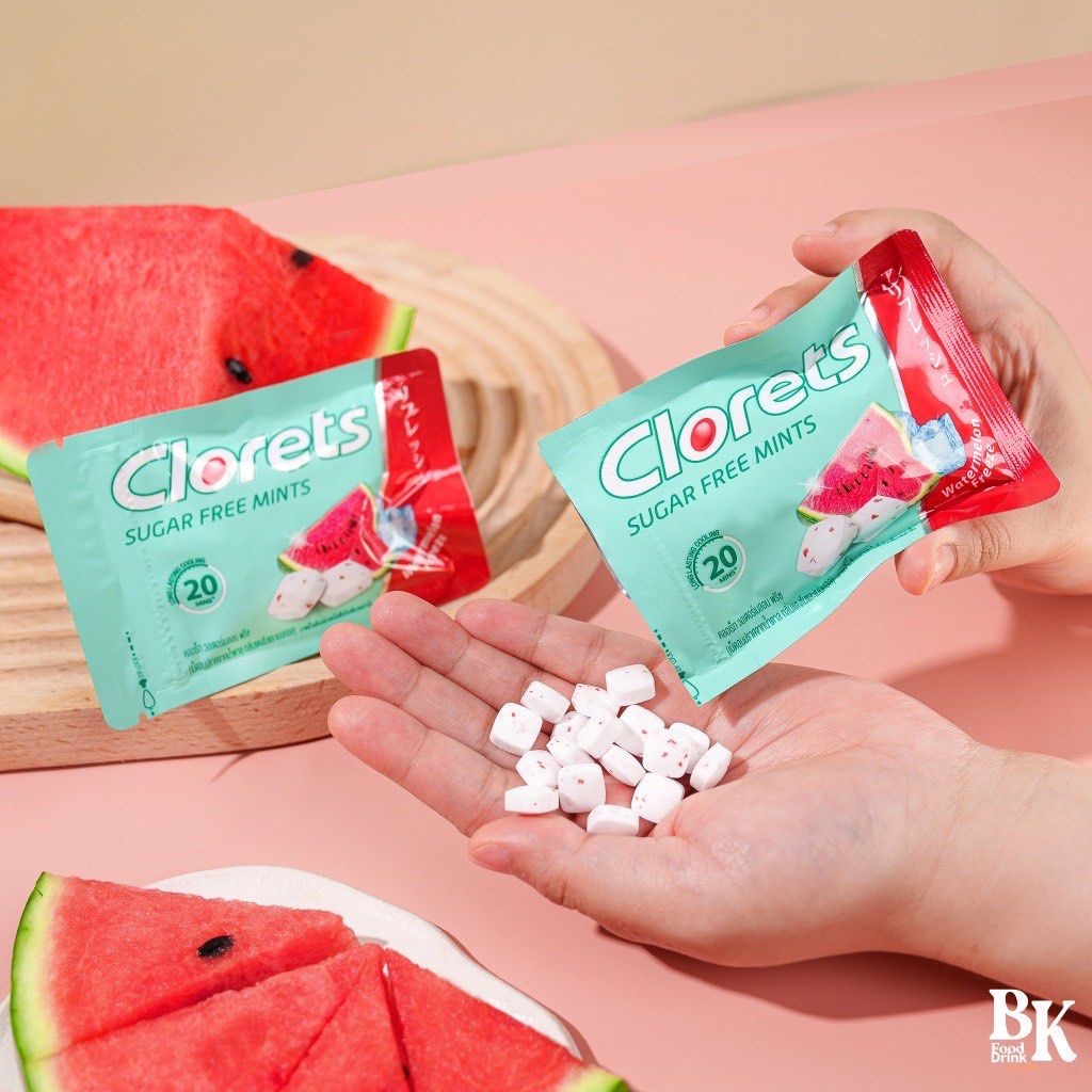 Clorets Watermelon Flavor Mints – Refreshing Breath Candy, Thai Snack (10 Pcs)