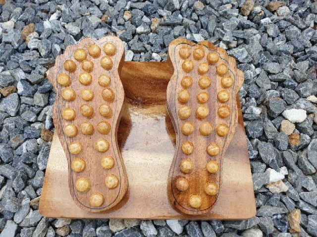 Handmade Wooden Foot Massage Board with Spring - Thai Traditional Reflexology Tool