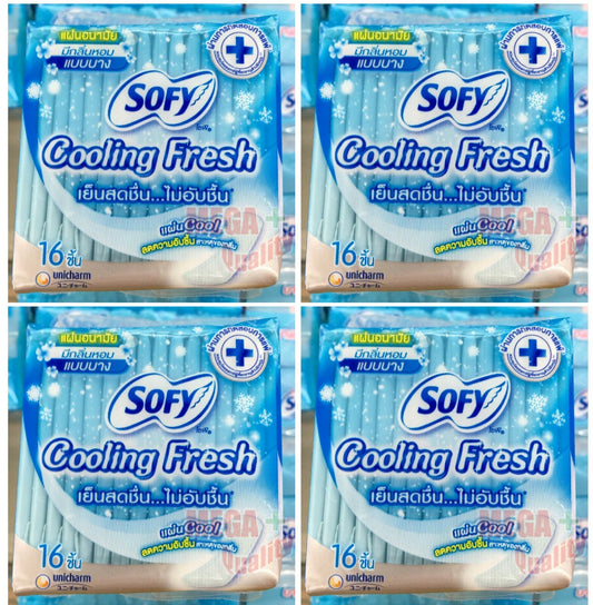 4 x Sofy Cooling Fresh Panty Slim Sanitary Napkin Pad Liner Thin 16 liners