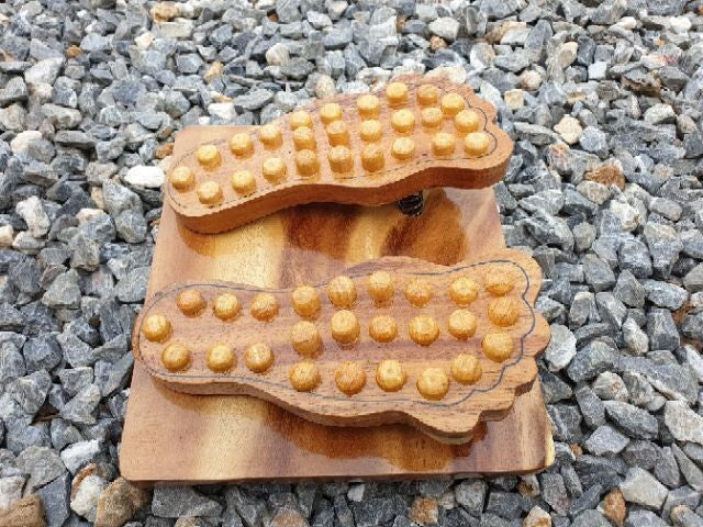 Handmade Wooden Foot Massage Board with Spring - Thai Traditional Reflexology Tool