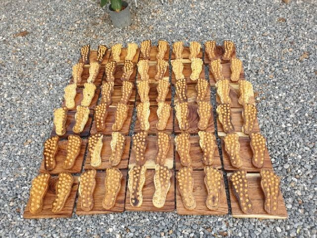 Handmade Wooden Foot Massage Board with Spring - Thai Traditional Reflexology Tool