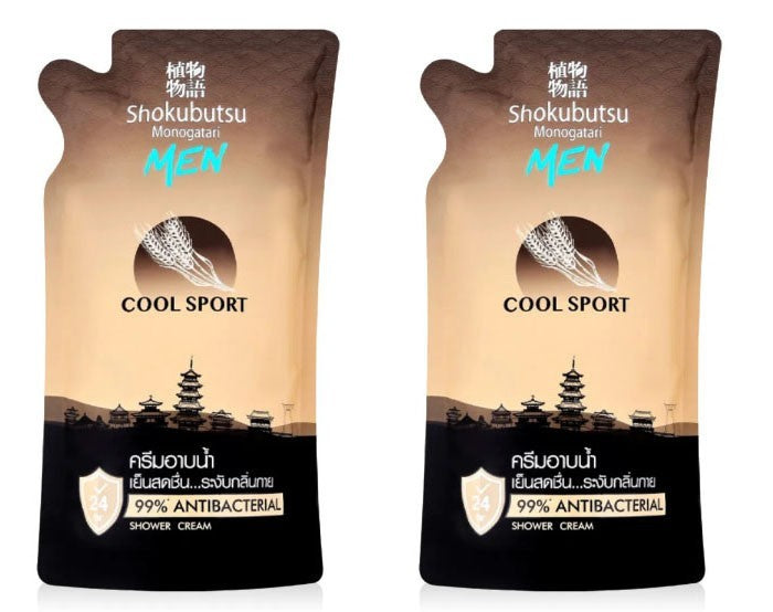 Shokubutsu Monogatari Men’s Cooling Shower Cream - Cool Sport (Refill) - 400ml (2 Pack)