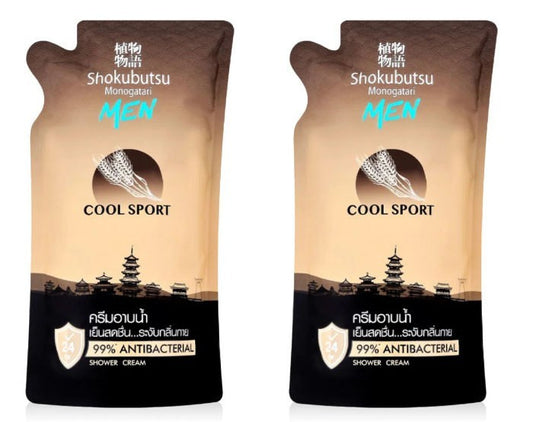 Shokubutsu Monogatari Men’s Cooling Shower Cream - Cool Sport (Refill) - 400ml (2 Pack)
