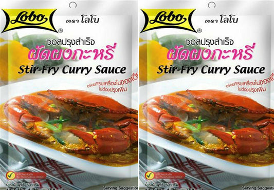 Authentic Thai Lobo Stir-Fry Curry Sauce Mix for Crab & Seafood (2 x 50g) | Easy Thai Cooking