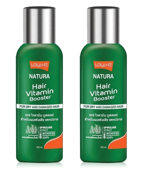 [Pack of 2] Lolane Natura Hair Vitamin Booster - Leave-In Treatment for Dry & Damaged Hair, Non-Sticky Formula (100ml each)