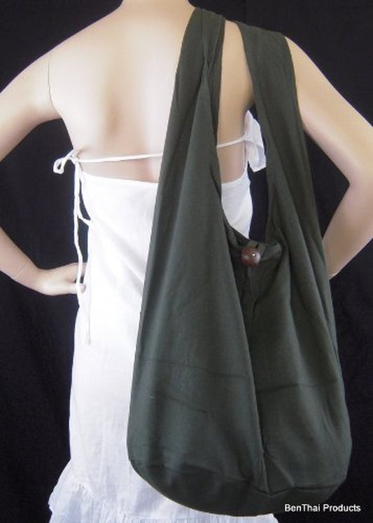 Thai Cotton Sling Crossbody Bag | Boho Hippie Shoulder Bag | Handmade Large Hobo Bag | Travel Messenger Bag | Yoga Festival Bag